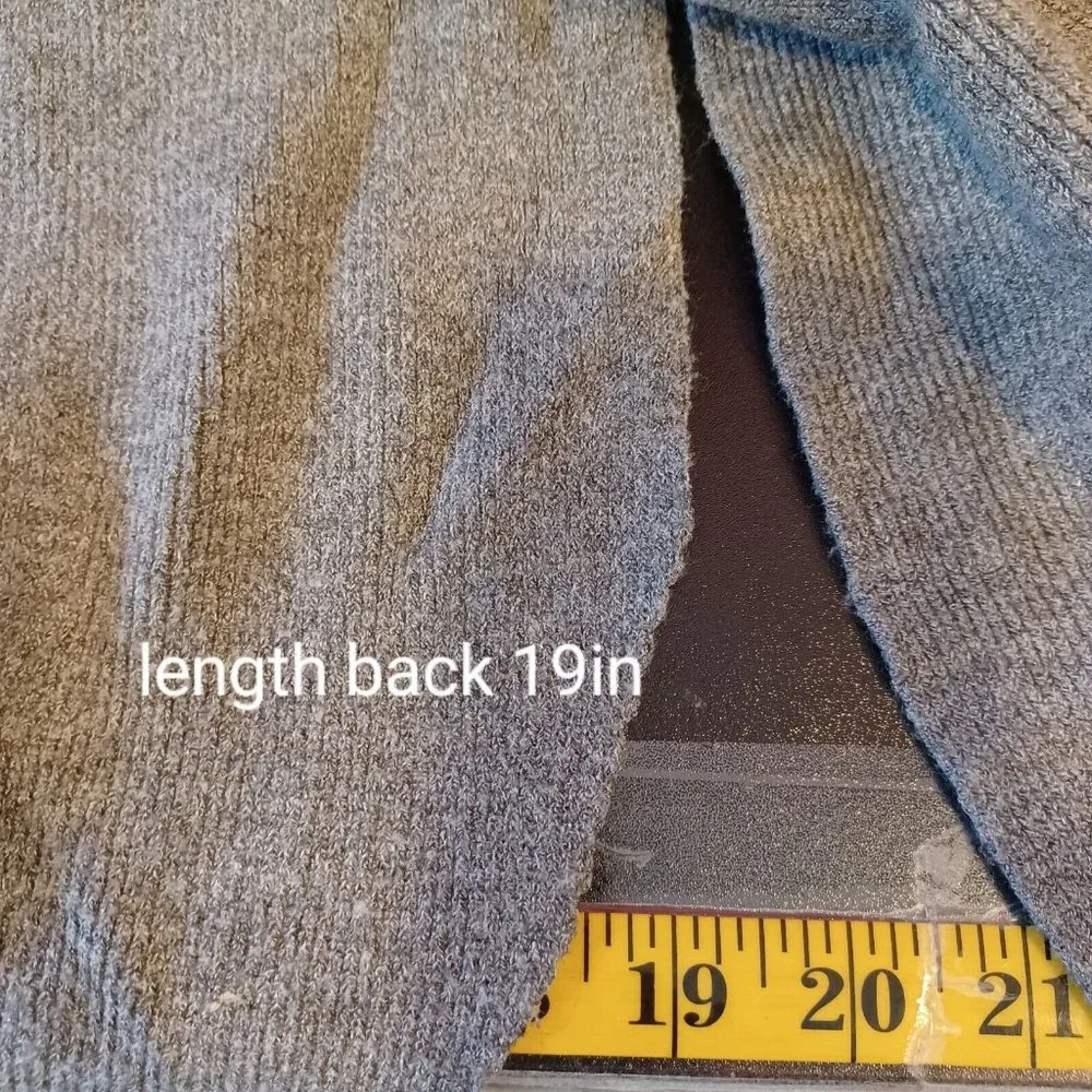 SEEK THE LABEL Sz XS Gray Ribbed Tie Front Half Sleeve Cardigan Fall Cozy Modern - Picture 11 of 15